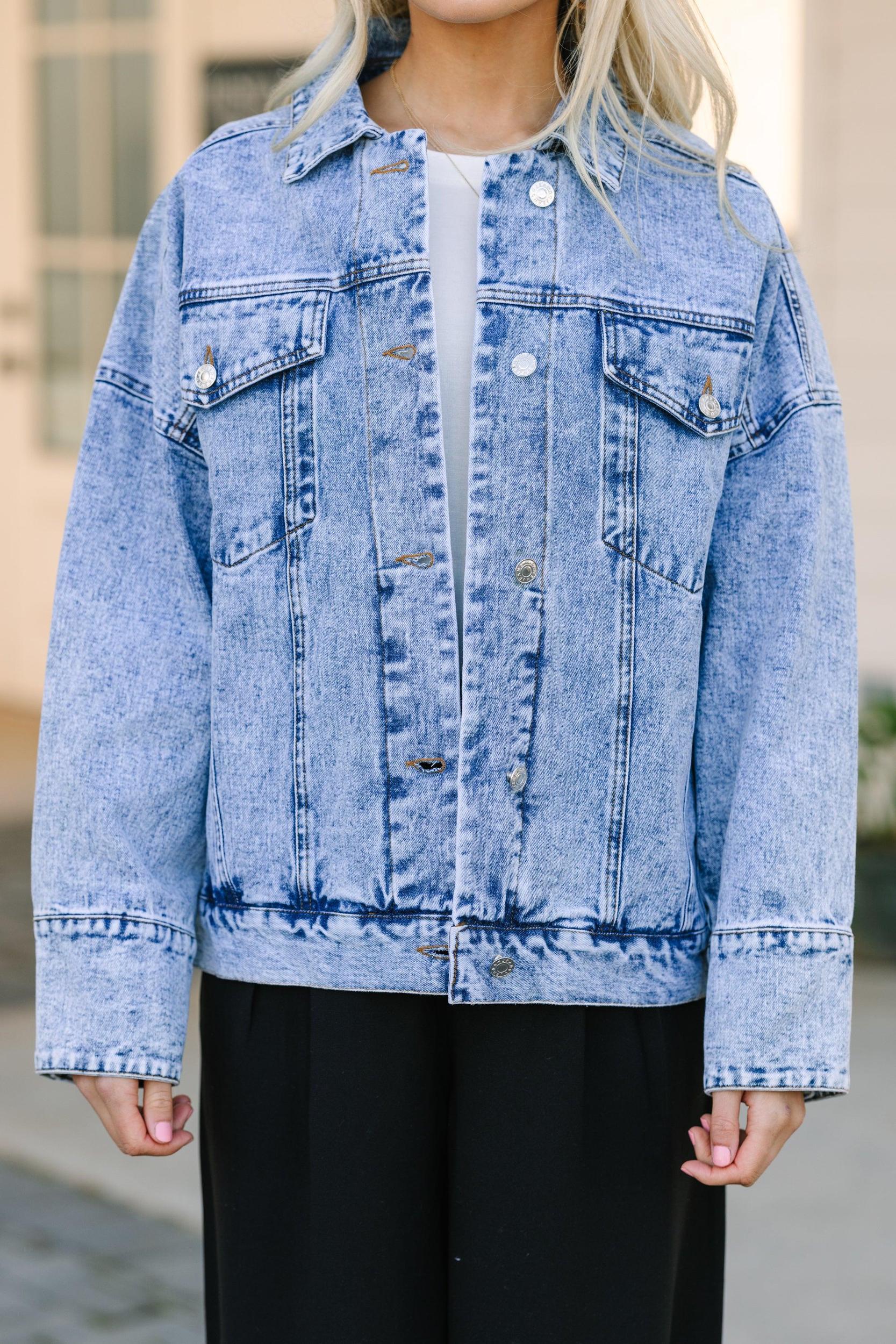 Back To You Medium Wash Denim Jacket Female Product Image