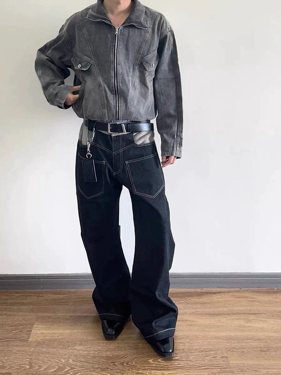 RT No. 18021 REVERSED STITCHED SCIMITAR DENIM JEANS Product Image