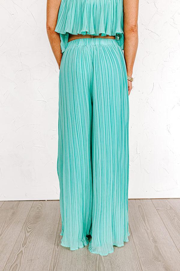 Visiting Italy Pleated Pants In Aqua Product Image