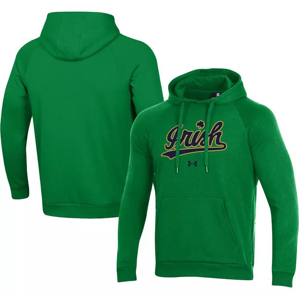 Men's Under Armour Green Notre Dame Fighting Irish Script School Logo All Day Raglan Pullover Hoodie, Size: XL Product Image