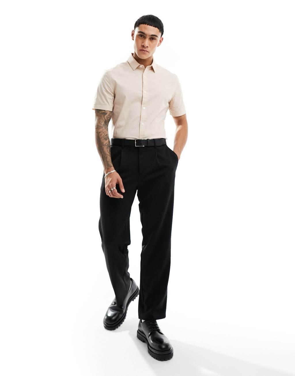 ASOS DESIGN skinny short sleeve poplin shirt Product Image