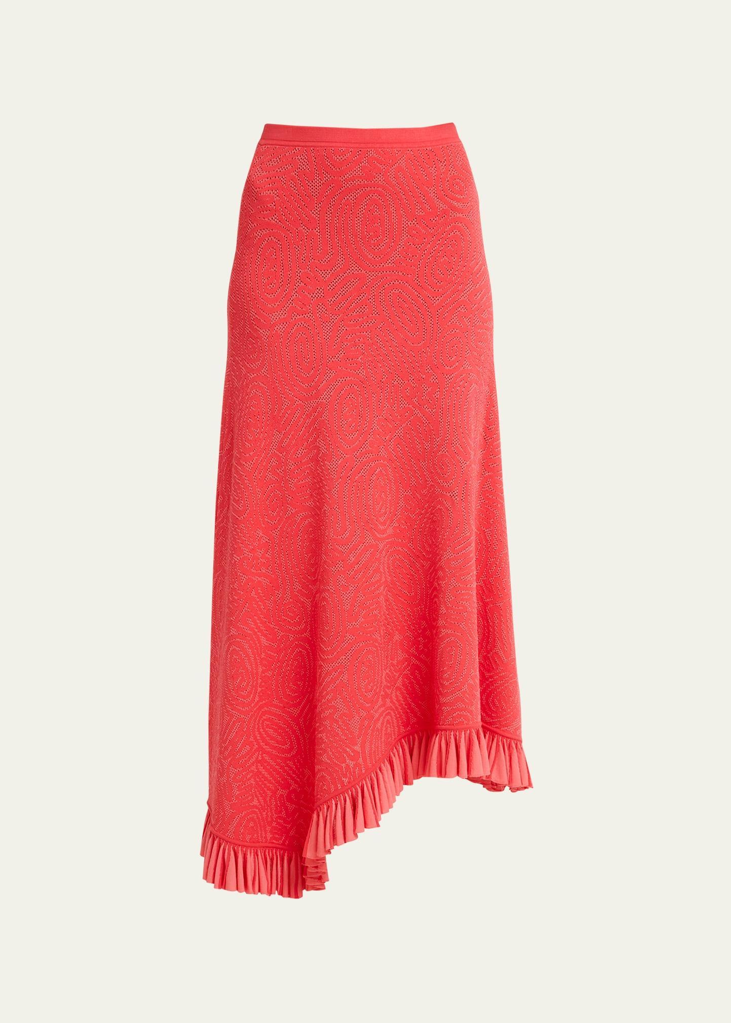 Josephine Asymmetric Ruffle-Hem Midi Skirt Product Image
