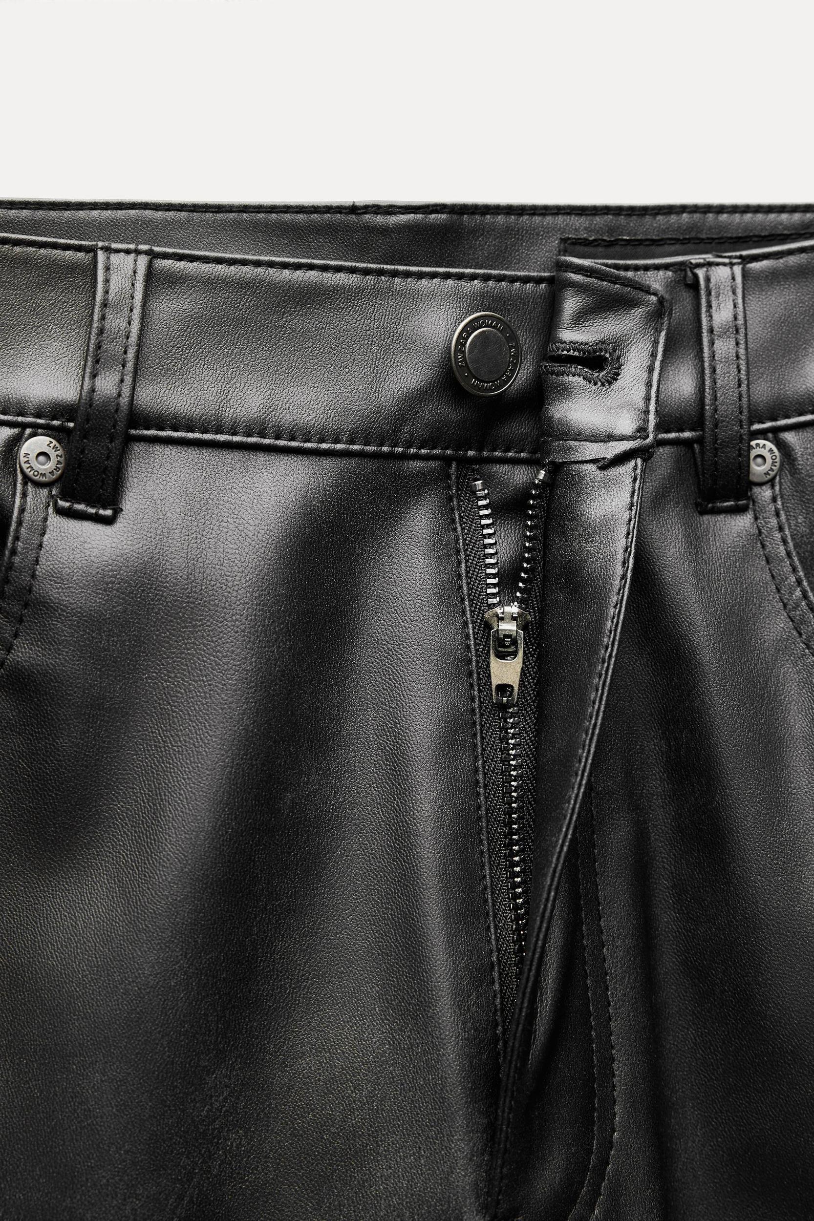 ZW COLLECTION FAUX LEATHER HIGH-WAISTED BOOTCUT CROPPED PANTS Product Image