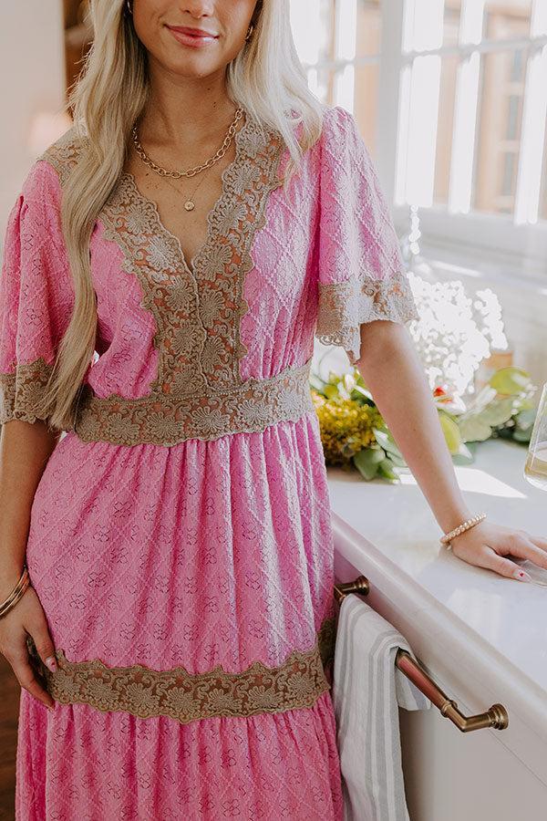 Key To My Heart Lace Maxi Dress in Pink Product Image