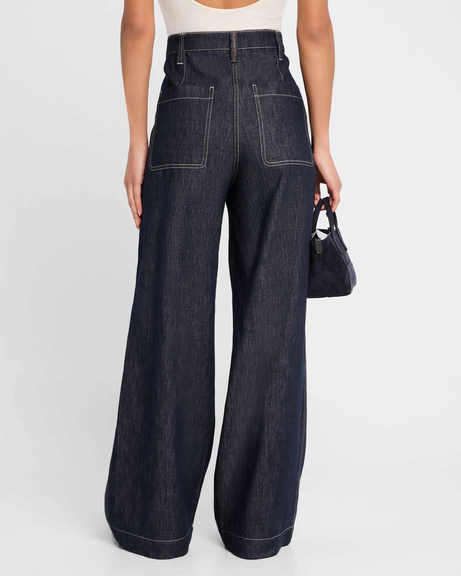 Double-Pleated Wide-Leg Jeans Product Image