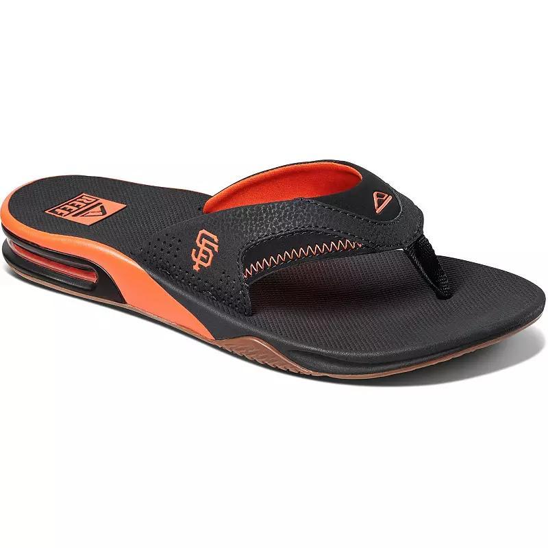 Men's REEF San Francisco Giants Fanning Bottle Opener Sandals, Size: 12, Black Product Image