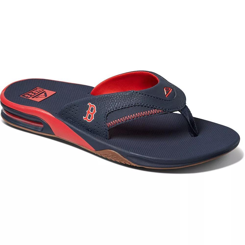 Mens REEF Boston Red Sox Fanning Bottle Opener Sandals Blue Product Image