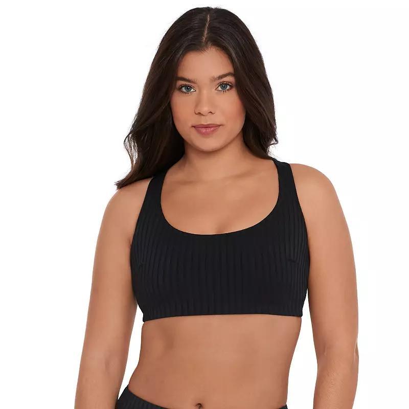 Womens S3 Swim Sculpting Ribbed Scoopneck Crossback Bralette Bikini Top, Womens Product Image