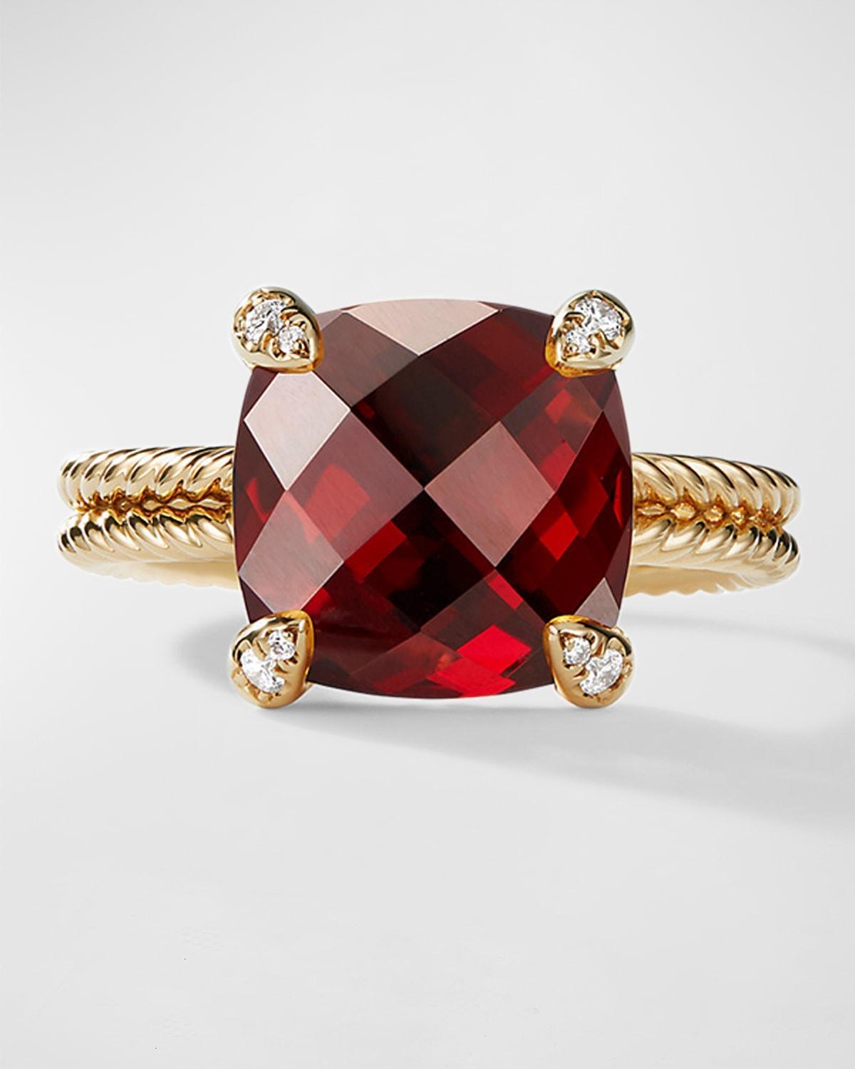 David Yurman 18K Yellow Gold Chatelaine Ring with Garnet & Diamonds Product Image