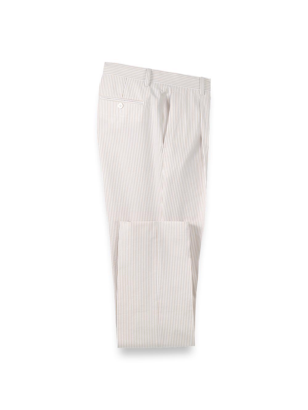 Cotton Seersucker Single Pleated Pants - Pink/white Product Image