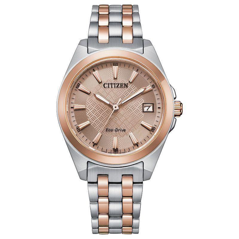 Citizen Eco-Drive Womens Corso Two-Tone Stainless Steel Bracelet Watch - EO1226-59X Rose Tone Silver Product Image