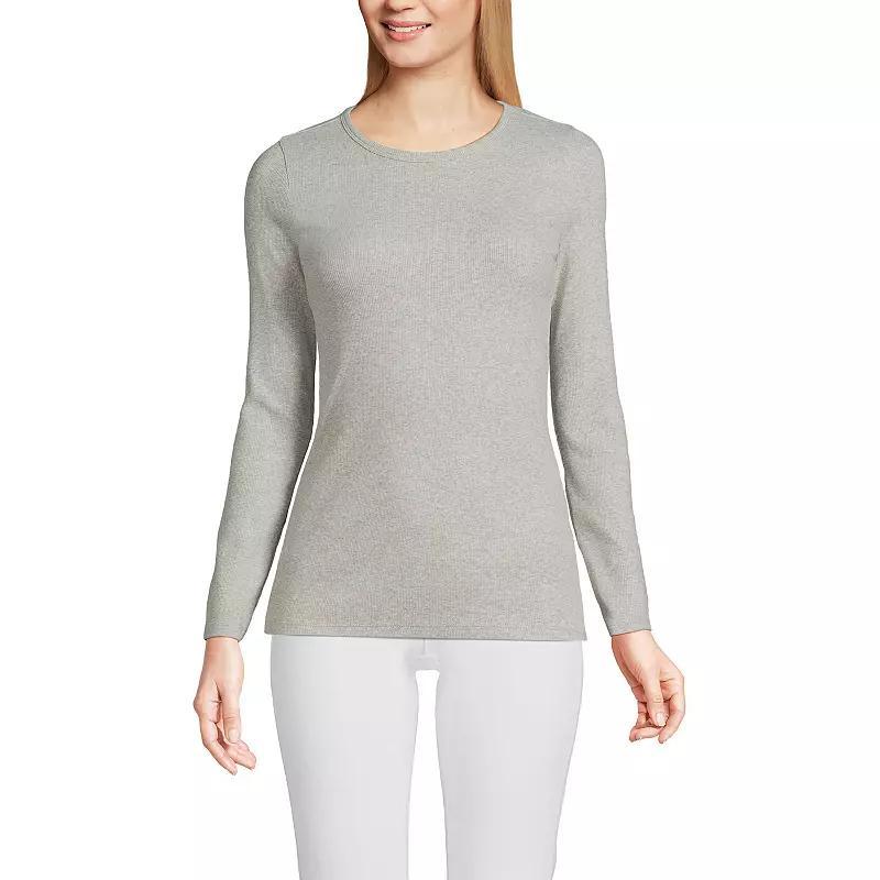Women's Lands' End Micro Rib Tee, Size: Large, Blue Mini Stripe Product Image