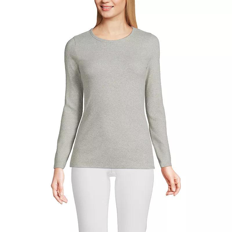 Women's Lands' End Micro Rib Tee, Size: Large, Blue Mini Stripe Product Image
