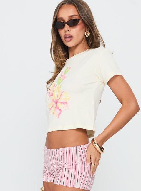 Sunday Flowers Graphic Top Cream Product Image