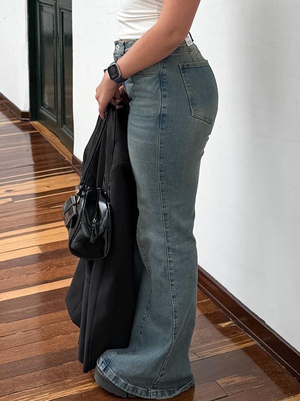 Slim Fit Blue Flare Jeans Product Image