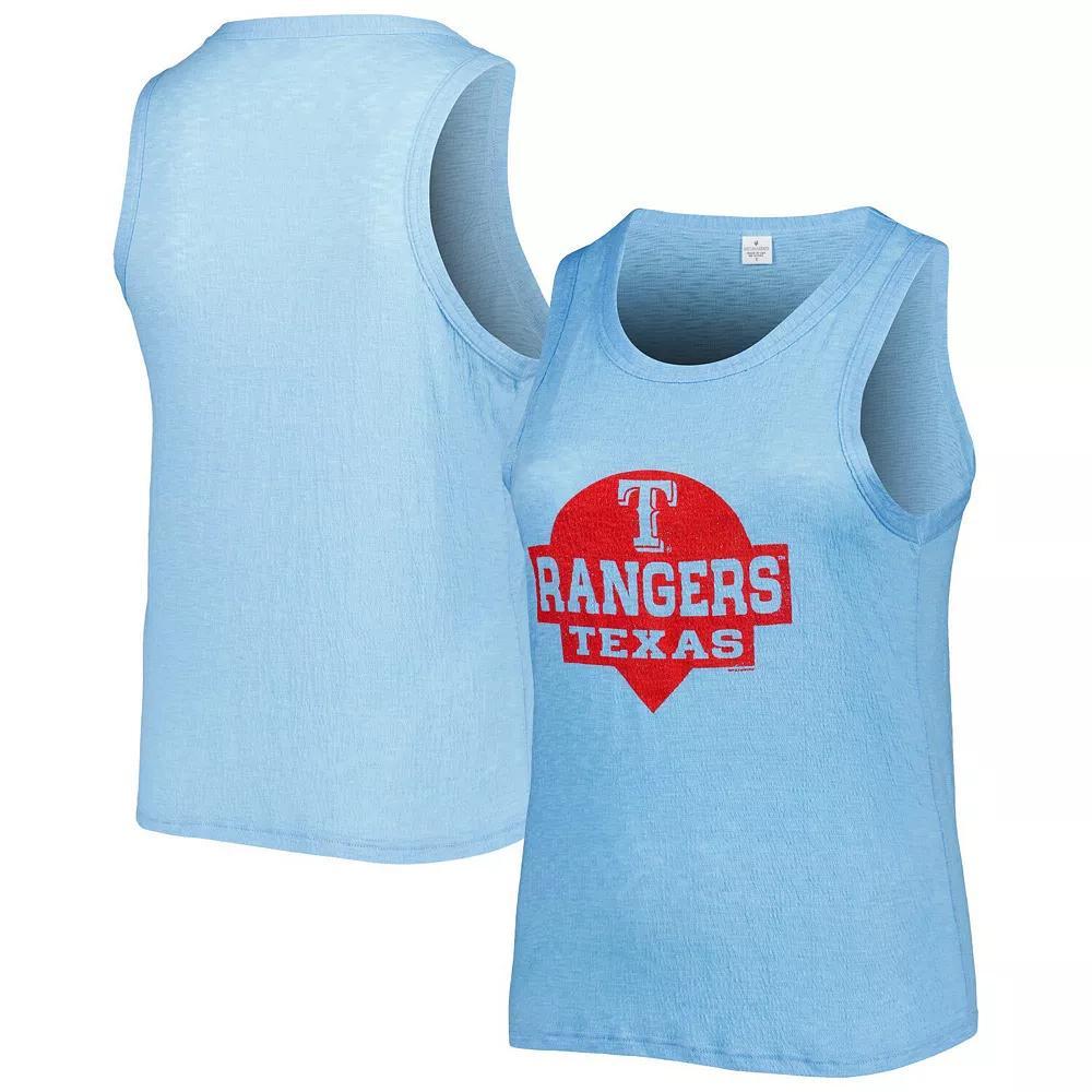 Womens Soft as a Grape Royal Texas Rangers Plus Size High Neck Tri-Blend Tank Top Product Image