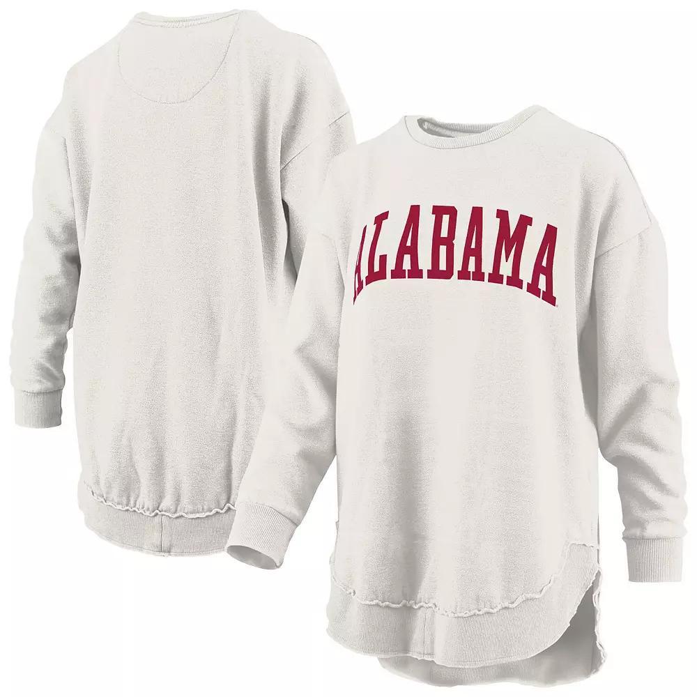 Women's Pressbox  Oatmeal Alabama Crimson Tide Melange Poncho Vintage Fleece Long Sleeve Pullover Sweatshirt, Size: Medium, Team Product Image