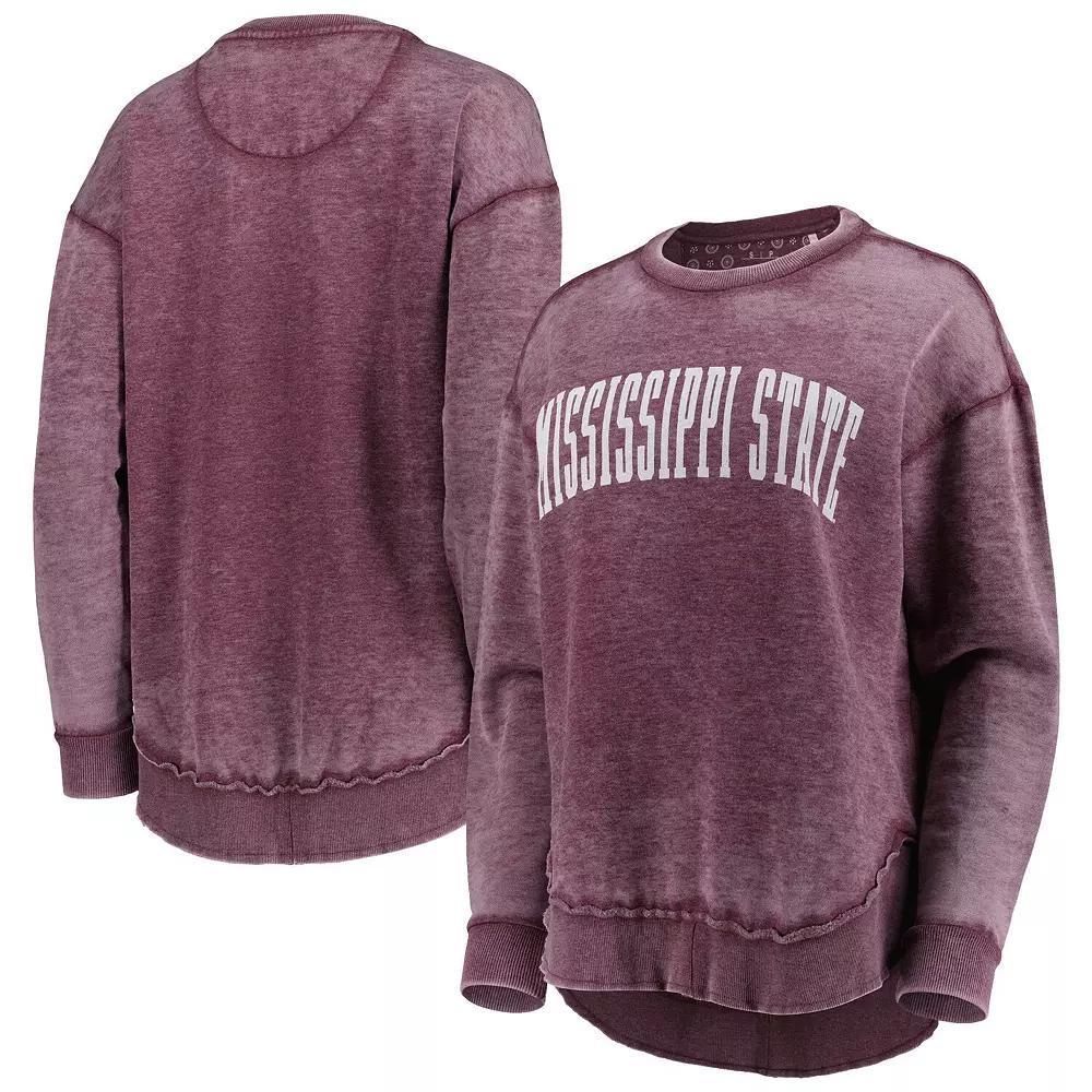 Women's Pressbox Maroon Mississippi State Bulldogs Vintage Wash Pullover Sweatshirt, Size: Medium, Mst Red Product Image