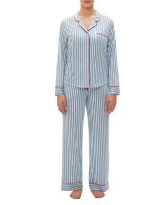 Gap GapBody Womens 2-Pc. Notched-Collar Long-Sleeve Pajamas Set Product Image