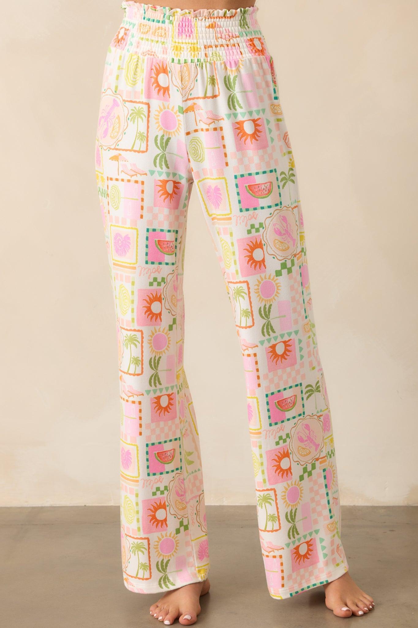 Z Supply White Tropical Print Dawn Smocked Soleil Pants Product Image