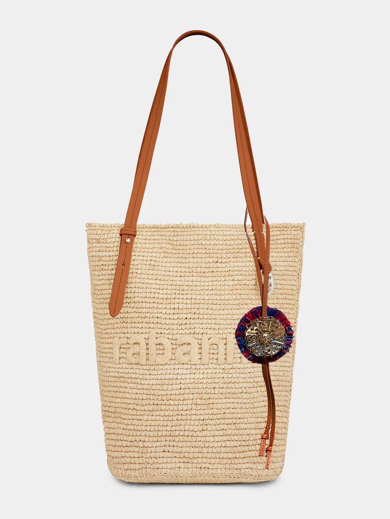 NATURAL RAFFIA TOTE BAG WITH CHARMS Product Image