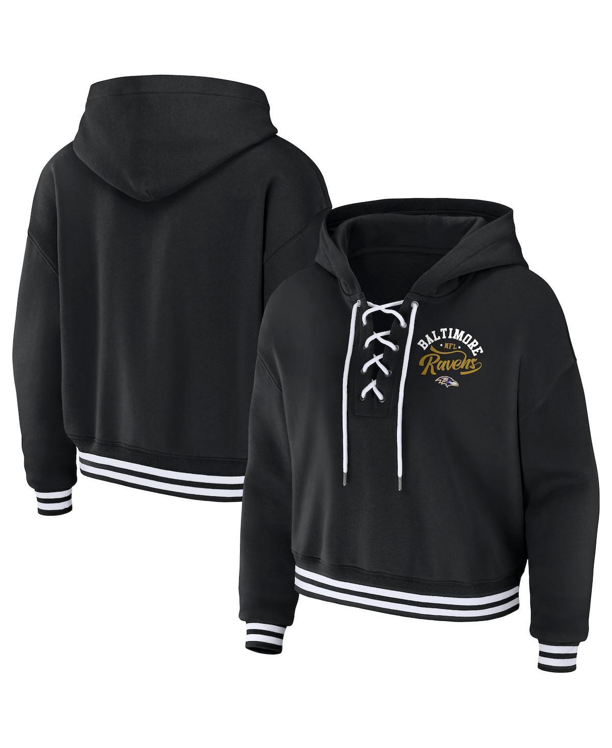 Women's WEAR by Erin Andrews  Black New York Giants Lace-Up Pullover Hoodie, Size: XL Product Image