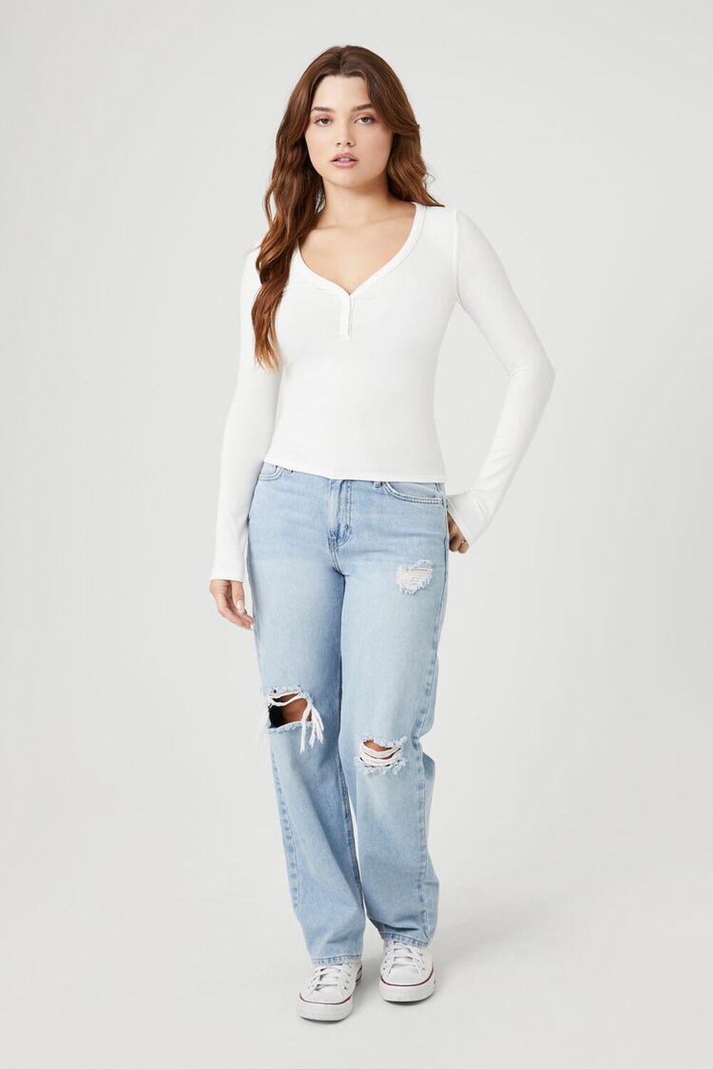 Ribbed Knit Henley Top | Forever 21 Product Image