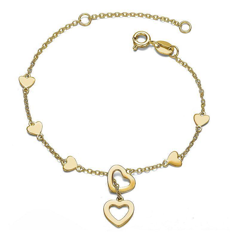 Kids Heart Dangle Bracelet, Womens Gold Tone Product Image