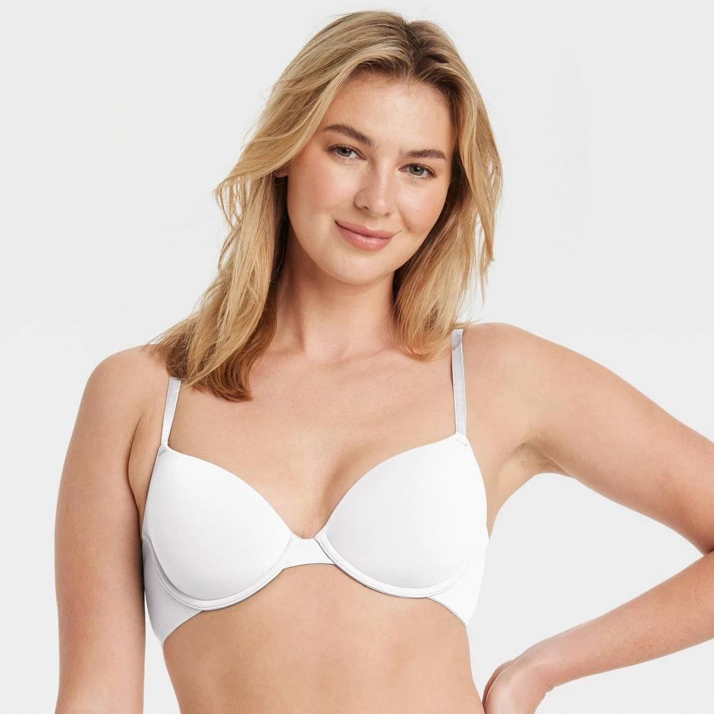 Women's Everyday Lightly Lined Demi T-Shirt Bra - Auden™ Fresh White 36A: Underwire, Adjustable Straps Product Image