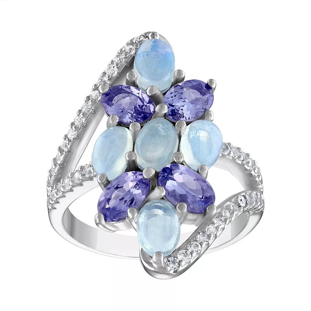 Designs by Gioelli Sterling Silver White Opal & Tanzanite Ring, Women's, Size: 6 Product Image
