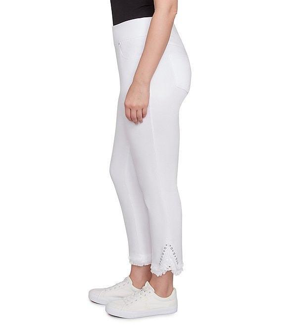 Ruby Rd. Straight Leg Embellished Fringe Hem Detail Pull-On Pants Product Image