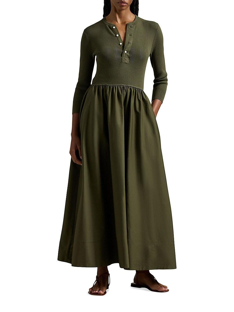 Womens Henley Long-Sleeve Midi-Dress Product Image