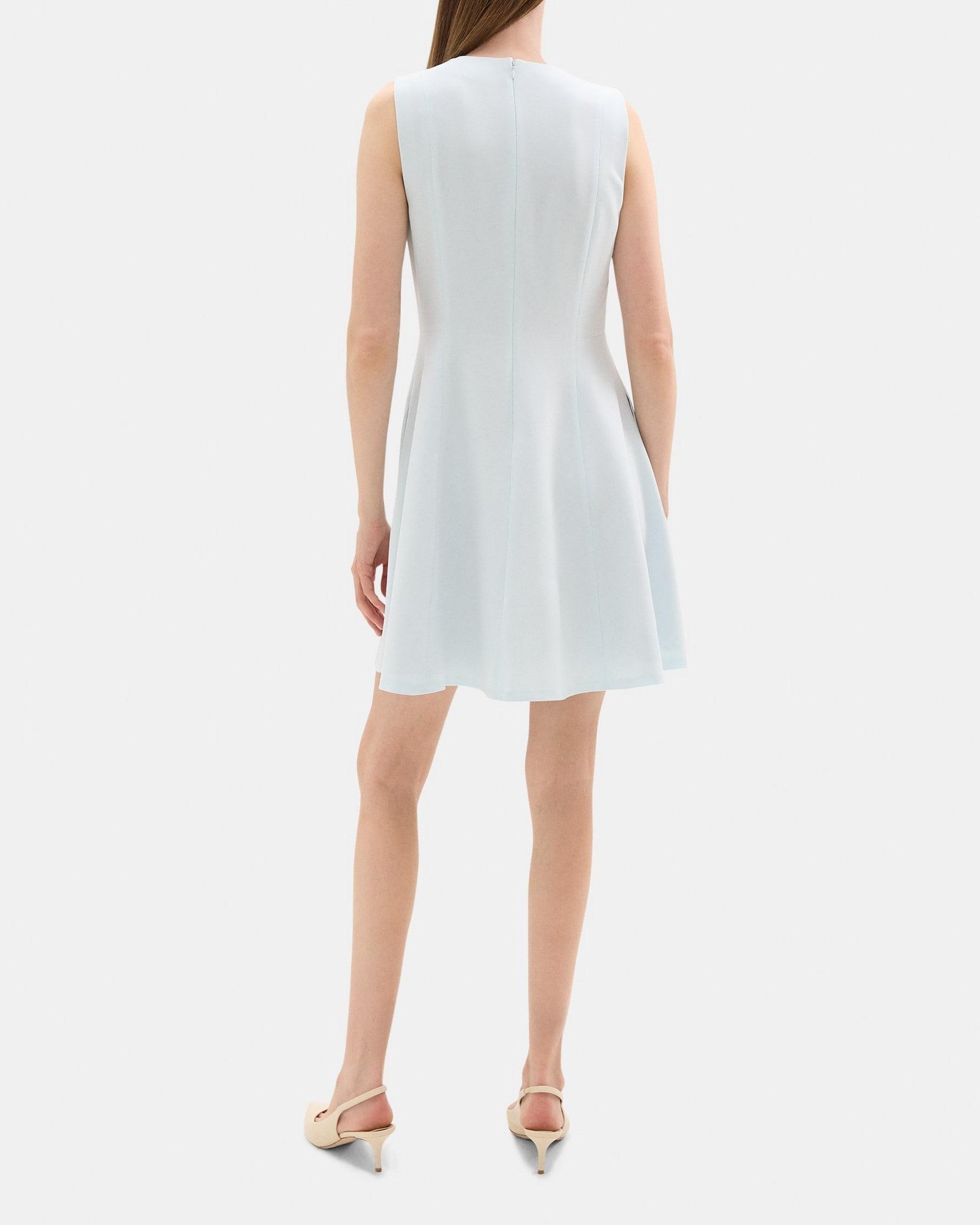 Sleeveless Fit-and-Flare Dress in Crepe Product Image