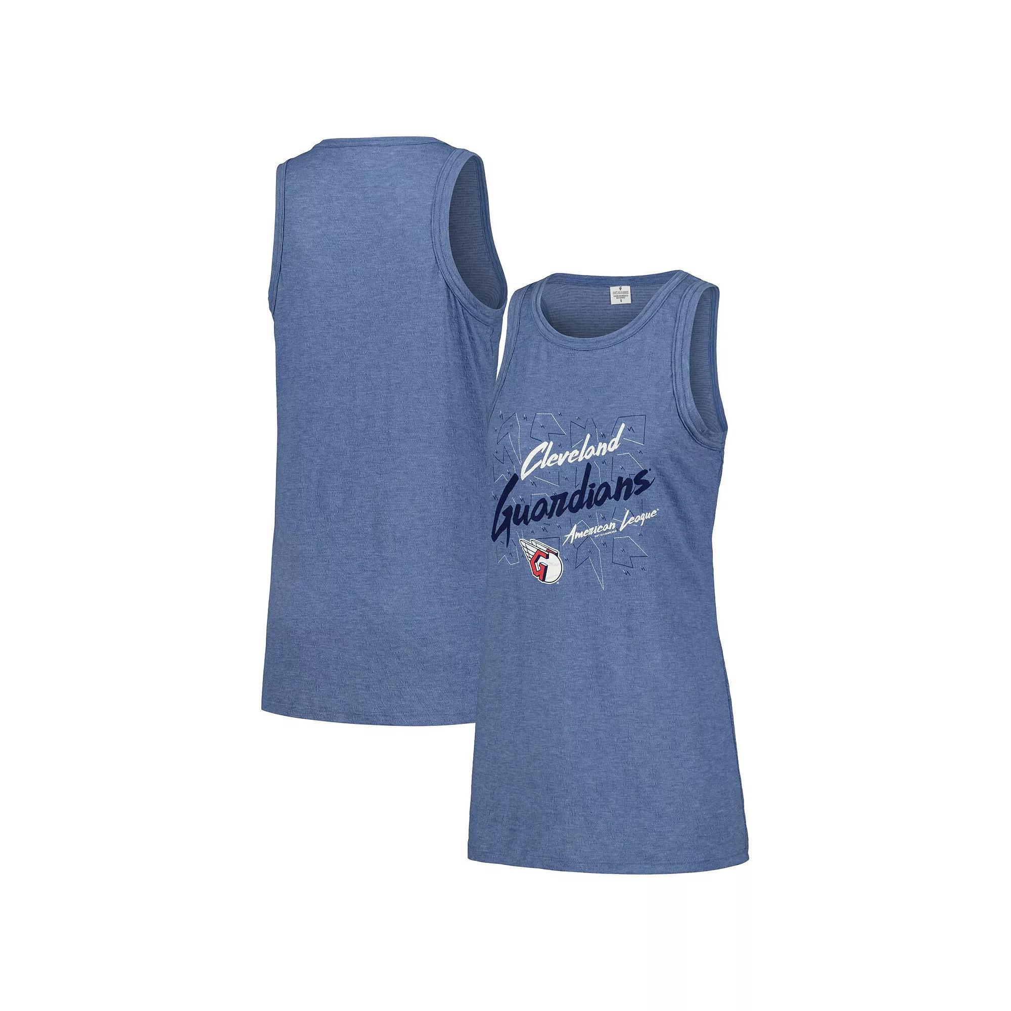 Women's Soft as a Grape Navy Cleveland Guardians Gauze High Neck Tank Top, Size: Large, Grd Blue Product Image