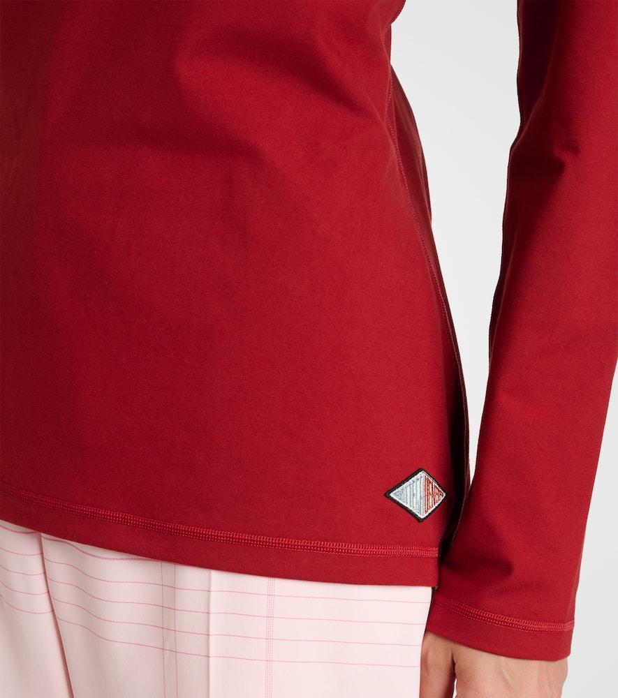 BOTTEGA VENETA Cotton-blend Jersey Turtleneck Top In Red Product Image