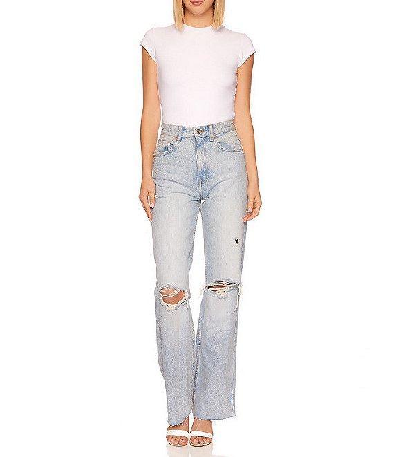 Susana Monaco Crew Neck Short Sleeve Fitted Signature Stretch Knit Tee Shirt Product Image