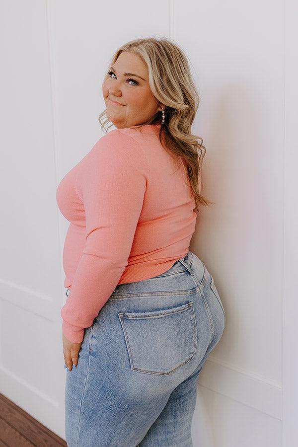 Breezy Chic Knit Sweater Top in Bubblegum Pink Curves Product Image