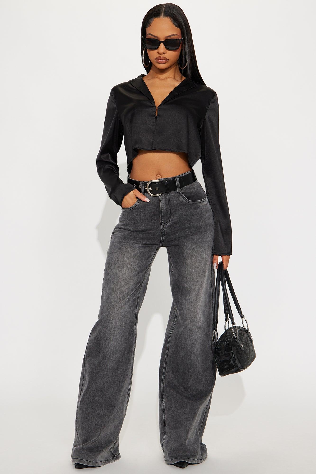 Forever Loving Satin Shirt - Black Product Image