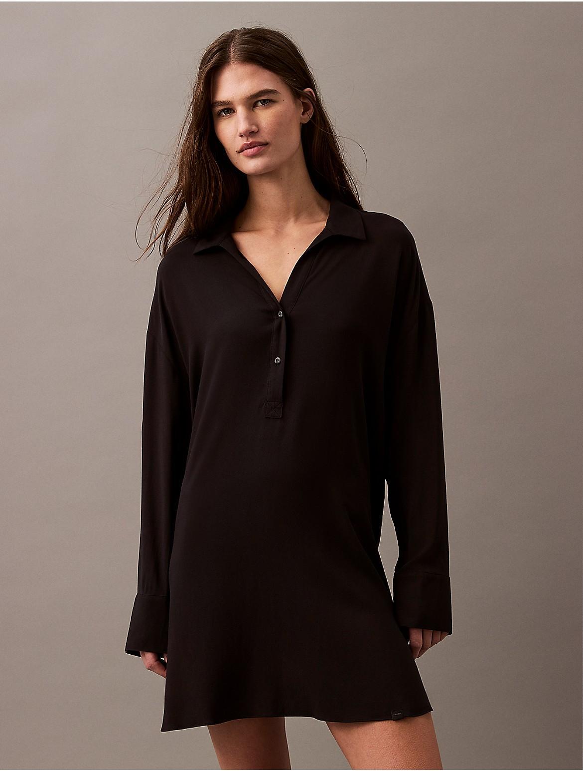 Calvin Klein Womens Woven Viscose Relaxed Shirt Dress - Neutral Product Image