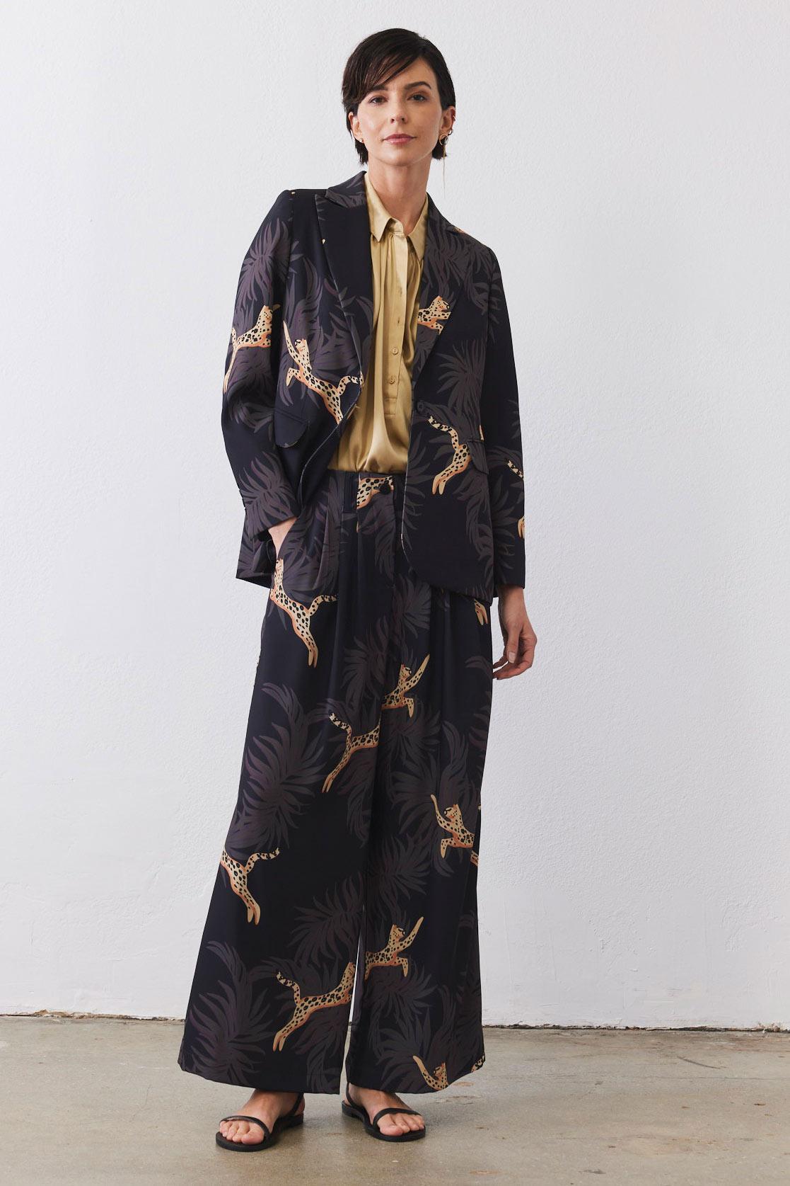 Front Pleat Wide Leg Trousers Product Image