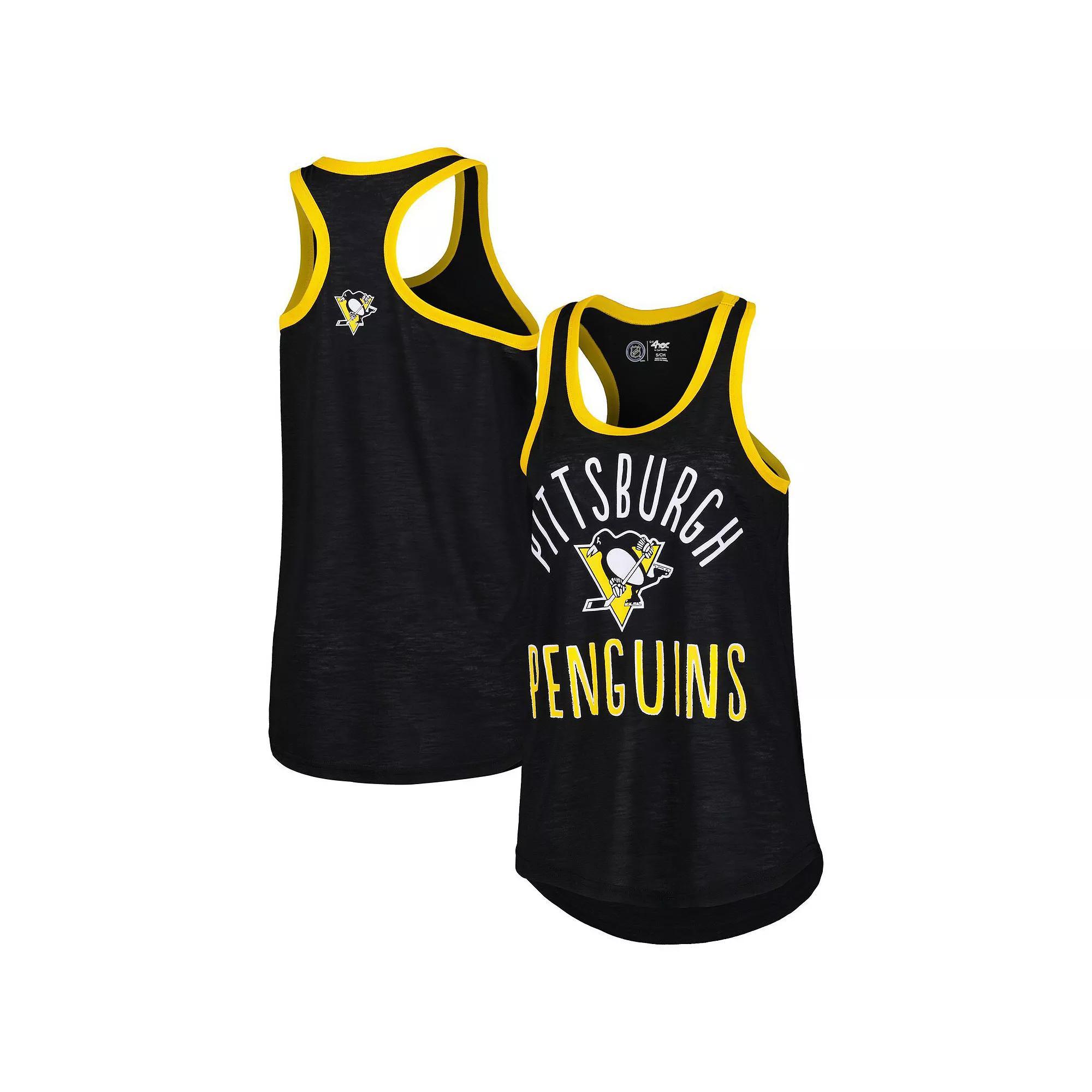 Women's G-III 4Her by Carl Banks Black Pittsburgh Penguins First Base Racerback Scoop Neck Tank Top, Size: Medium Product Image