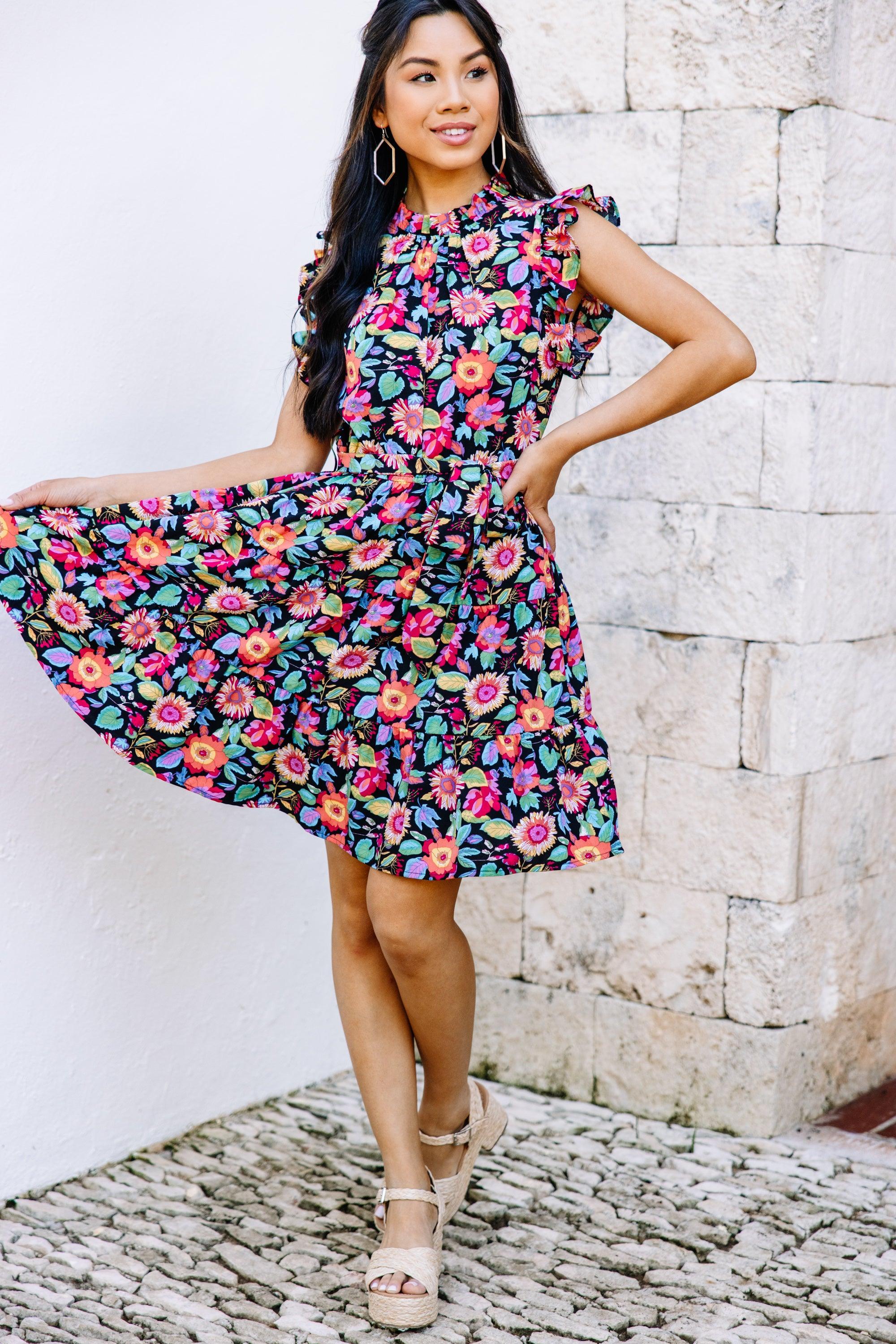 Bold Moves Black Floral Dress Female Product Image