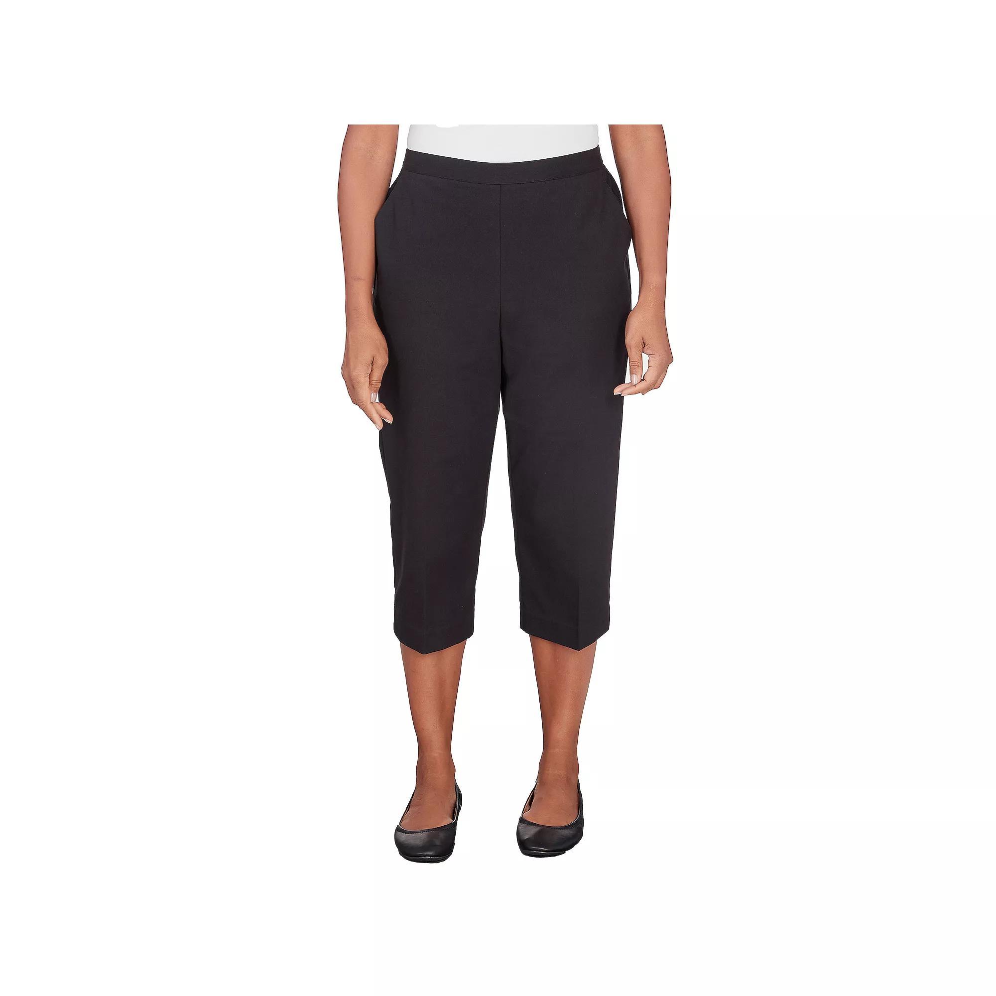 Women's Alfred Dunner Denim Twill Split Hem Capri Pants, Size: 16, Black Product Image