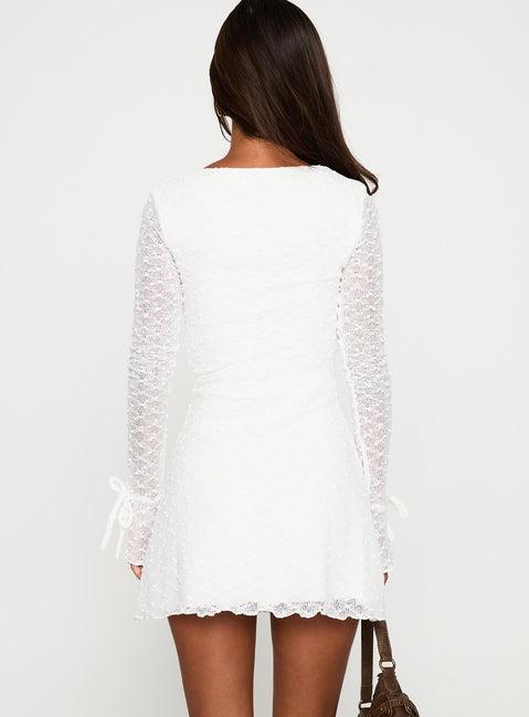 Dalzine Long Sleeve Mini Dress White Product Image