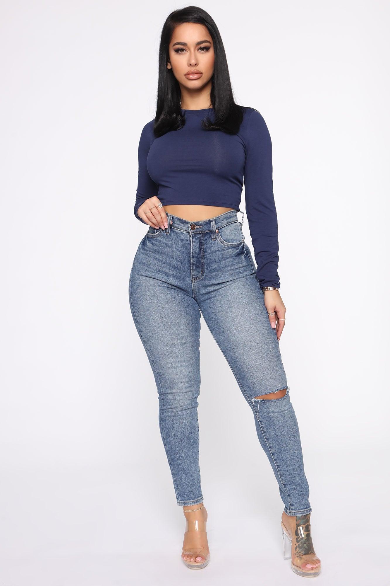 Robin Long Sleeve Top - Navy Product Image
