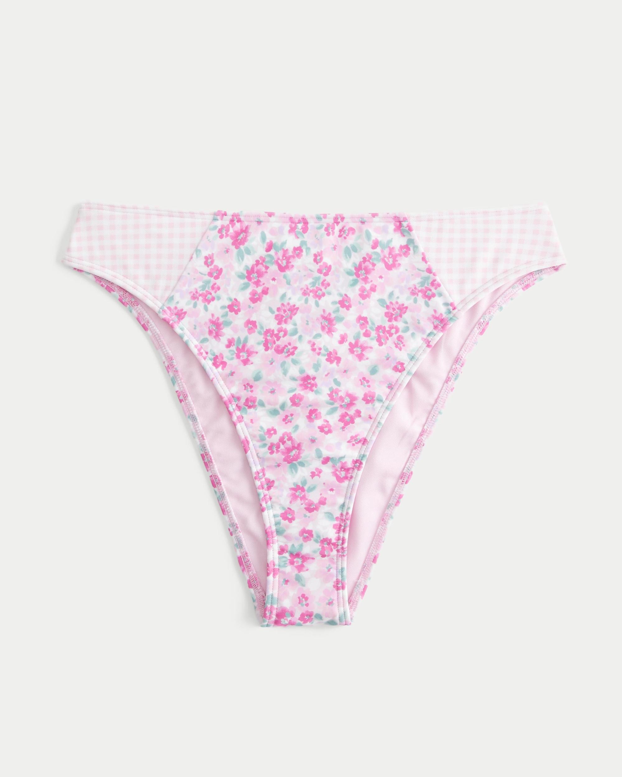 Curvy High-Leg Smocked Cheeky Bikini Bottom Product Image