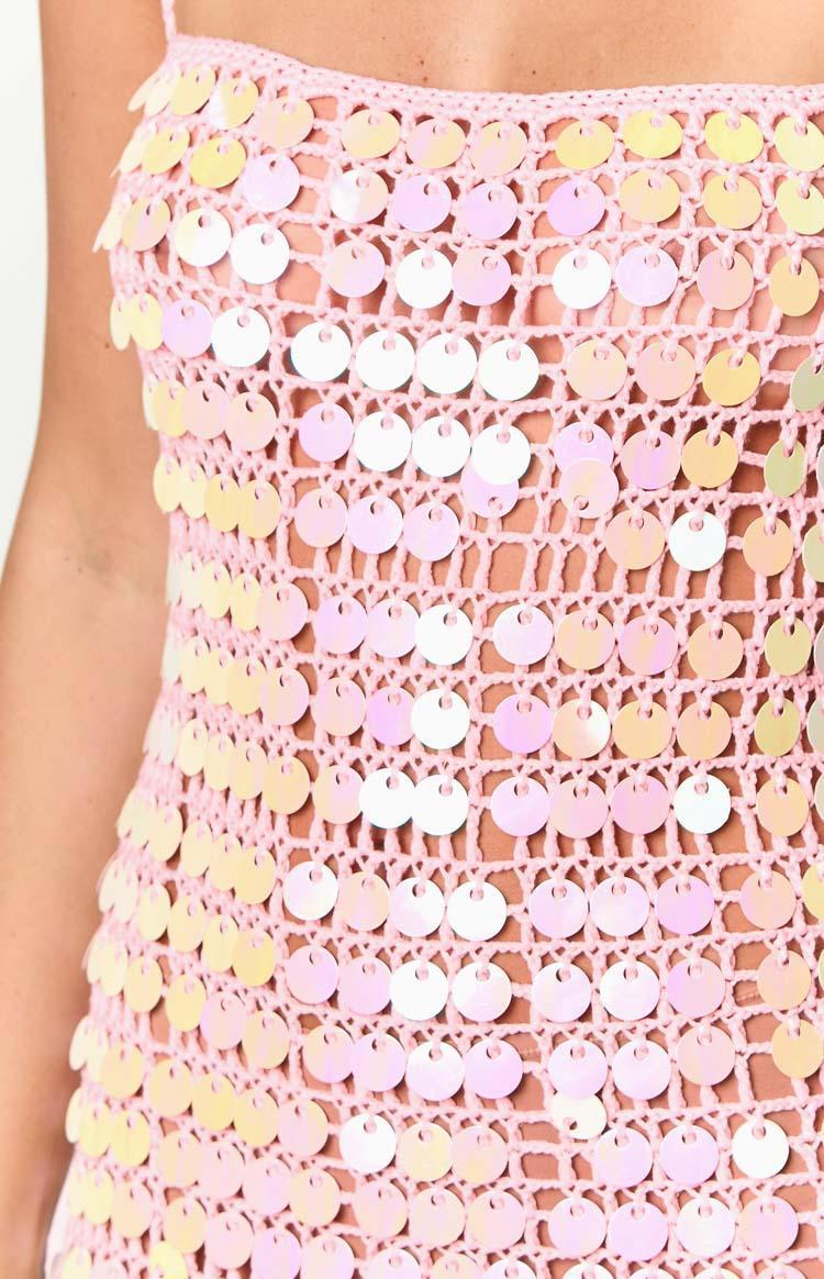 Glance Pink Sequin Strapless Maxi Dress Product Image