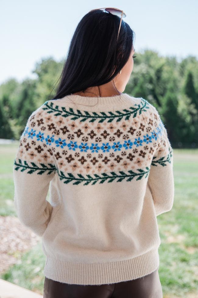 Floral Affair Ivory Multi Flower Fair Isle Sweater FINAL SALE Product Image