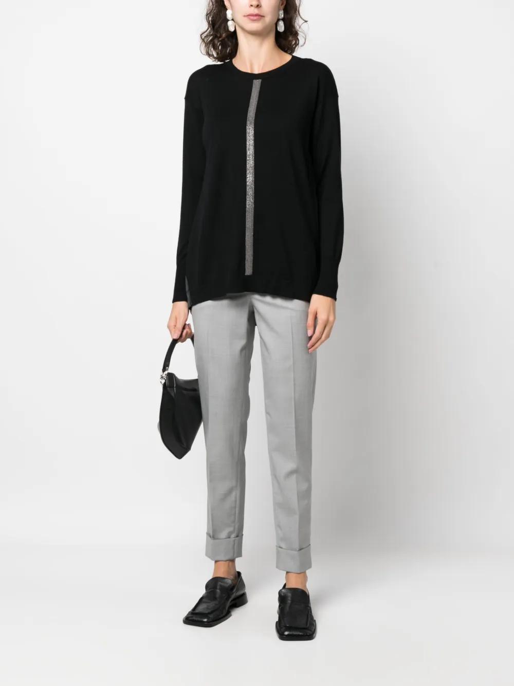 FABIANA FILIPPI Beaded-stripe Wool-blend Jumper In Black Product Image