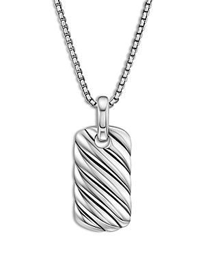 Womens Petite Sculpted Cable Tag in Sterling Silver, 24MM Product Image
